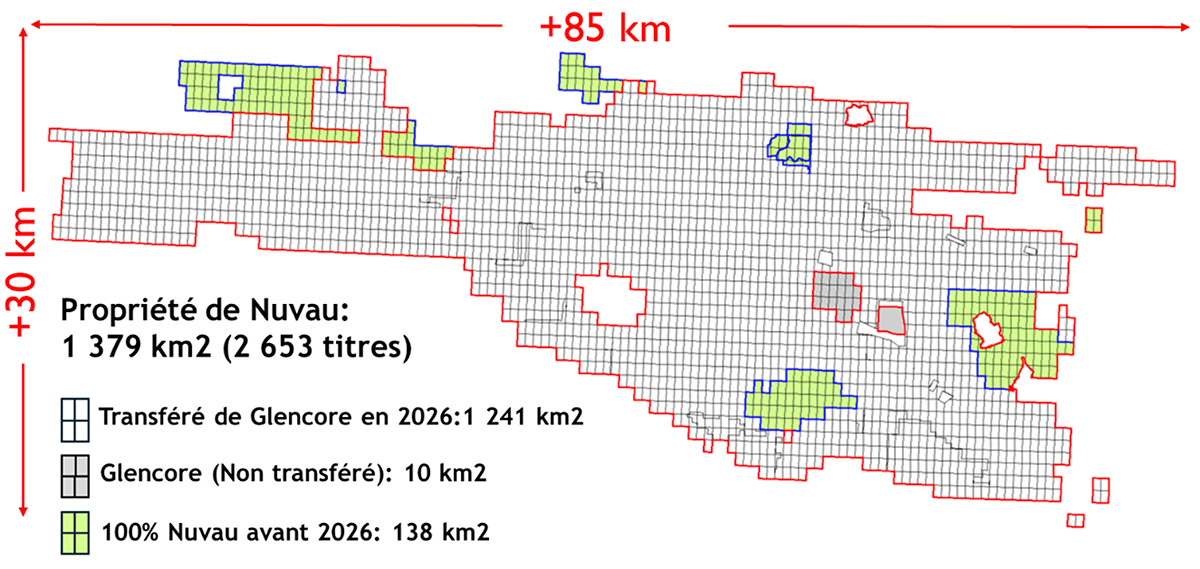 Figure 2: Detailed map of the exploration claims and mining rights involved in the transaction.